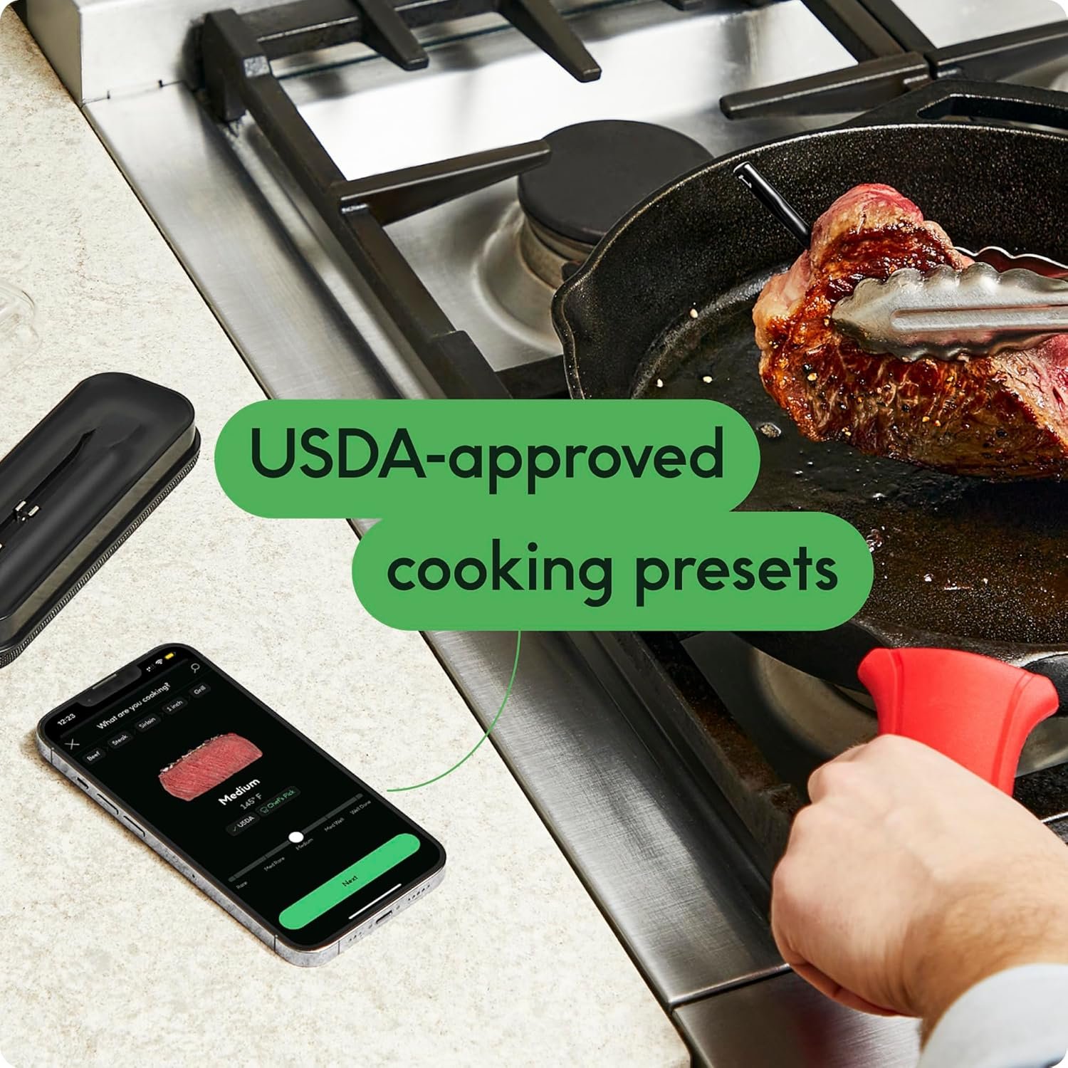 CHEF iQ Sense - Termómetro inalámbrico inteligente para carne con sonda ultrafina, termómetro Bluetooth de alcance ilimitado, termómetro digital para alimentos para monitoreo remoto de parrilla, - Imagen 9