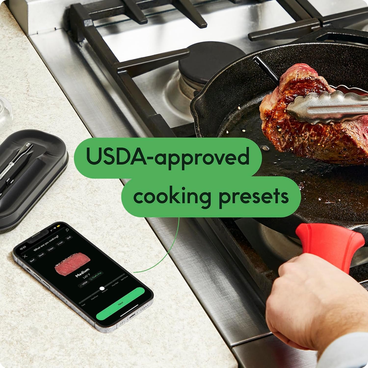 CHEF iQ Sense - Termómetro inalámbrico inteligente para carne con sonda ultrafina, termómetro Bluetooth de alcance ilimitado, termómetro digital para alimentos para monitoreo remoto de parrilla, - Imagen 14