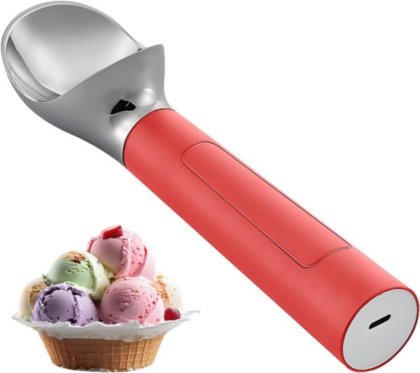 Cuchara de helado con calefacción recargable, cuchara eléctrica para helado con pantalla LED, se calienta a 158 °F para helado duro, fácil para personas mayores y niños, impermeable IP67 (blanco, 2 - Imagen 10