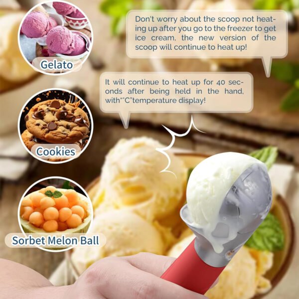 Cuchara de helado con calefacción recargable, cuchara eléctrica para helado con pantalla LED, se calienta a 158 °F para helado duro, fácil para personas mayores y niños, impermeable IP67 (blanco, 2 - Imagen 16