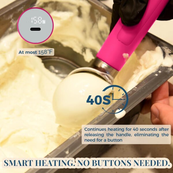 Cuchara de helado con calefacción recargable, cuchara eléctrica para helado con pantalla LED, se calienta a 158 °F para helado duro, fácil para personas mayores y niños, impermeable IP67 (blanco, 2 - Imagen 18