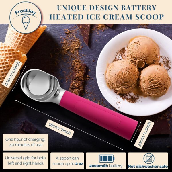 Cuchara de helado con calefacción recargable, cuchara eléctrica para helado con pantalla LED, se calienta a 158 °F para helado duro, fácil para personas mayores y niños, impermeable IP67 (blanco, 2 - Imagen 21