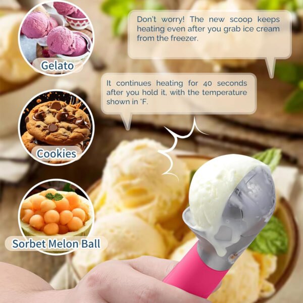 Cuchara de helado con calefacción recargable, cuchara eléctrica para helado con pantalla LED, se calienta a 158 °F para helado duro, fácil para personas mayores y niños, impermeable IP67 (blanco, 2 - Imagen 23