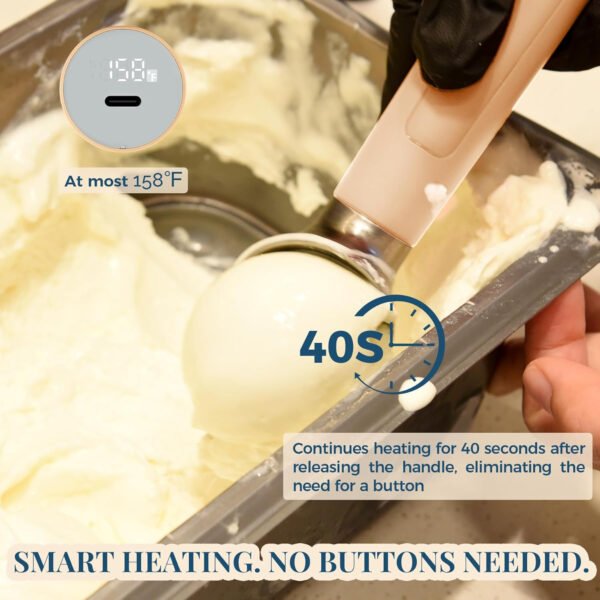 Cuchara de helado con calefacción recargable, cuchara eléctrica para helado con pantalla LED, se calienta a 158 °F para helado duro, fácil para personas mayores y niños, impermeable IP67 (blanco, 2 - Imagen 26