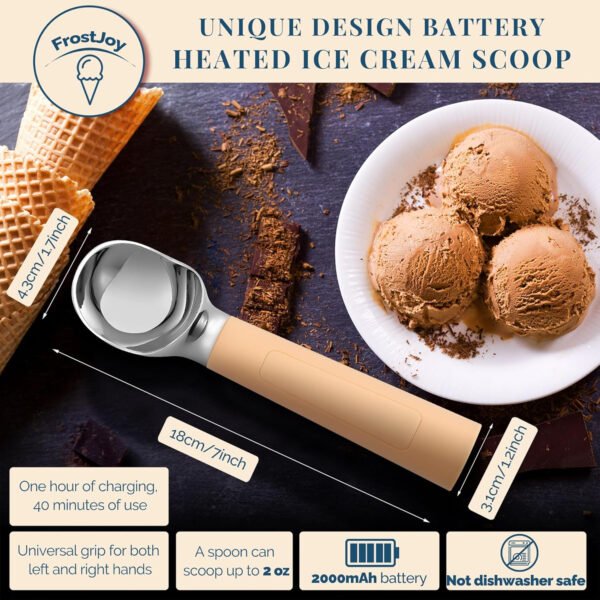 Cuchara de helado con calefacción recargable, cuchara eléctrica para helado con pantalla LED, se calienta a 158 °F para helado duro, fácil para personas mayores y niños, impermeable IP67 (blanco, 2 - Imagen 29