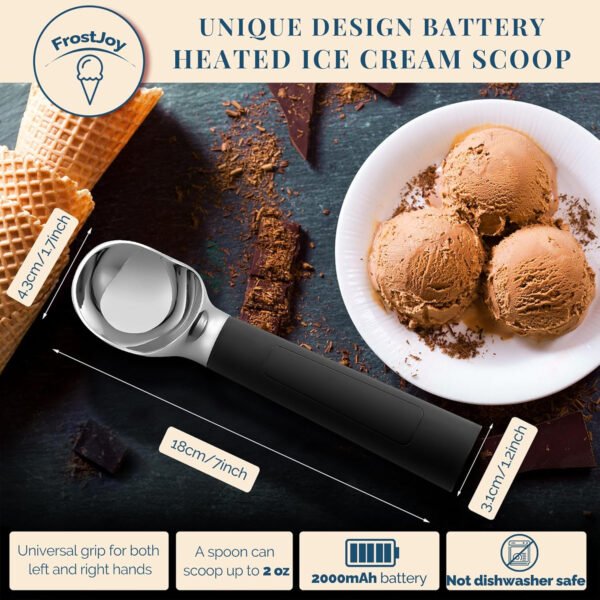 Cuchara de helado con calefacción recargable, cuchara eléctrica para helado con pantalla LED, se calienta a 158 °F para helado duro, fácil para personas mayores y niños, impermeable IP67 (blanco, 2 - Imagen 36
