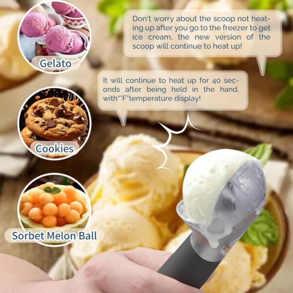 Cuchara de helado con calefacción recargable, cuchara eléctrica para helado con pantalla LED, se calienta a 158 °F para helado duro, fácil para personas mayores y niños, impermeable IP67 (blanco, 2 - Imagen 38