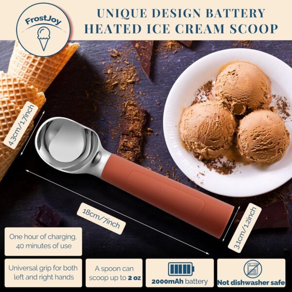 Cuchara de helado con calefacción recargable, cuchara eléctrica para helado con pantalla LED, se calienta a 158 °F para helado duro, fácil para personas mayores y niños, impermeable IP67 (blanco, 2 - Imagen 44