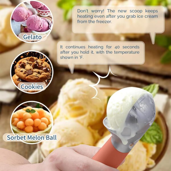Cuchara de helado con calefacción recargable, cuchara eléctrica para helado con pantalla LED, se calienta a 158 °F para helado duro, fácil para personas mayores y niños, impermeable IP67 (blanco, 2 - Imagen 46