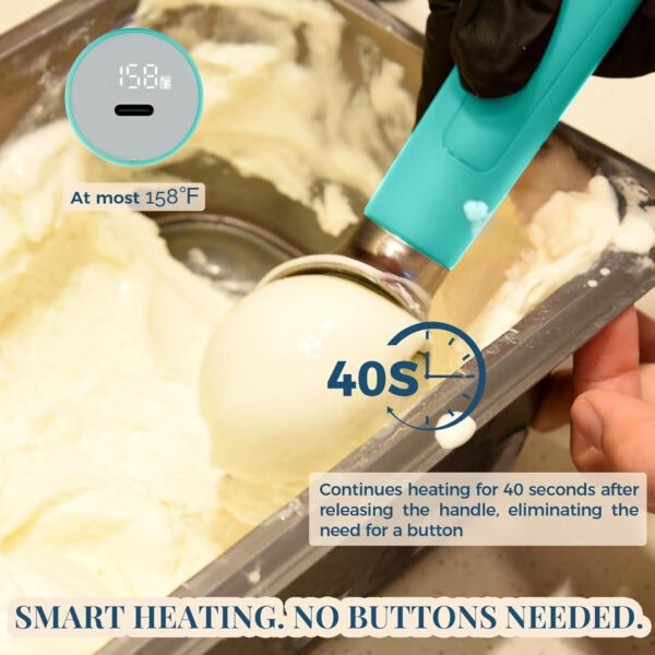 Cuchara de helado con calefacción recargable, cuchara eléctrica para helado con pantalla LED, se calienta a 158 °F para helado duro, fácil para personas mayores y niños, impermeable IP67 (blanco, 2 - Imagen 48