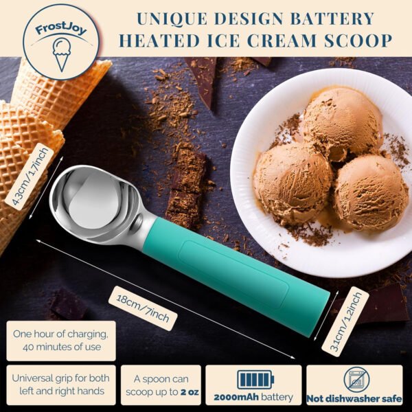 Cuchara de helado con calefacción recargable, cuchara eléctrica para helado con pantalla LED, se calienta a 158 °F para helado duro, fácil para personas mayores y niños, impermeable IP67 (blanco, 2 - Imagen 50