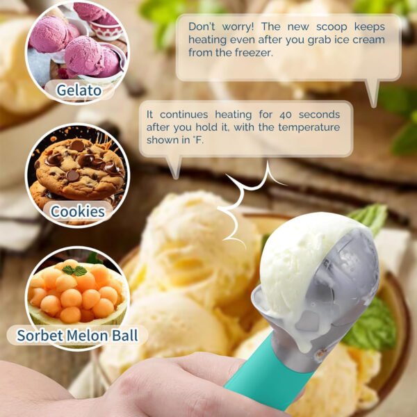 Cuchara de helado con calefacción recargable, cuchara eléctrica para helado con pantalla LED, se calienta a 158 °F para helado duro, fácil para personas mayores y niños, impermeable IP67 (blanco, 2 - Imagen 53