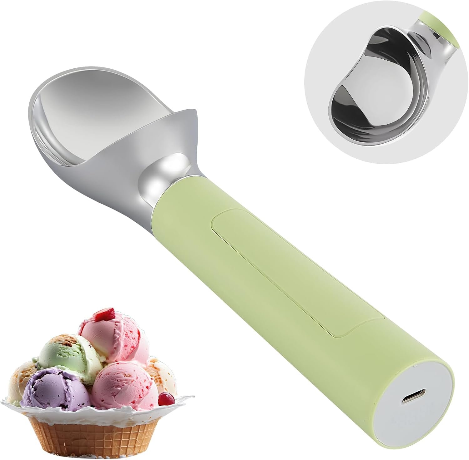 Cuchara de helado con calefacción recargable, cuchara eléctrica para helado con pantalla LED, se calienta a 158 °F para helado duro, fácil para personas mayores y niños, impermeable IP67 (blanco, 2 - Imagen 54