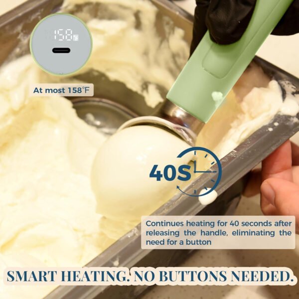 Cuchara de helado con calefacción recargable, cuchara eléctrica para helado con pantalla LED, se calienta a 158 °F para helado duro, fácil para personas mayores y niños, impermeable IP67 (blanco, 2 - Imagen 55