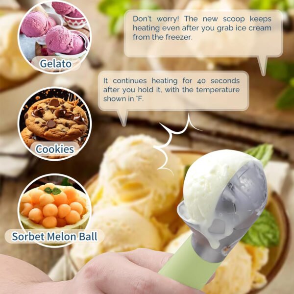 Cuchara de helado con calefacción recargable, cuchara eléctrica para helado con pantalla LED, se calienta a 158 °F para helado duro, fácil para personas mayores y niños, impermeable IP67 (blanco, 2 - Imagen 60