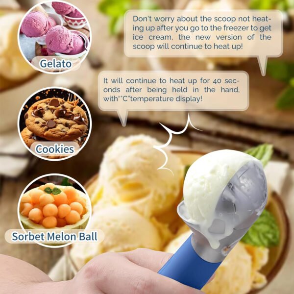 Cuchara de helado con calefacción recargable, cuchara eléctrica para helado con pantalla LED, se calienta a 158 °F para helado duro, fácil para personas mayores y niños, impermeable IP67 (blanco, 2 - Imagen 67
