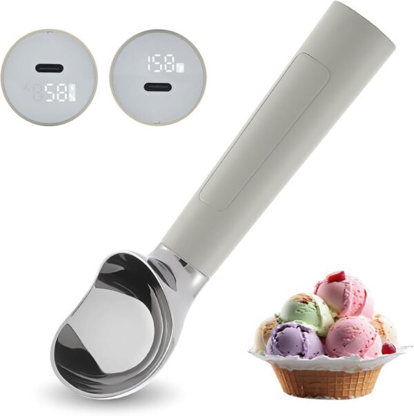 Cuchara de helado con calefacción recargable, cuchara eléctrica para helado con pantalla LED, se calienta a 158 °F para helado duro, fácil para personas mayores y niños, impermeable IP67 (blanco, 2 - Imagen 68