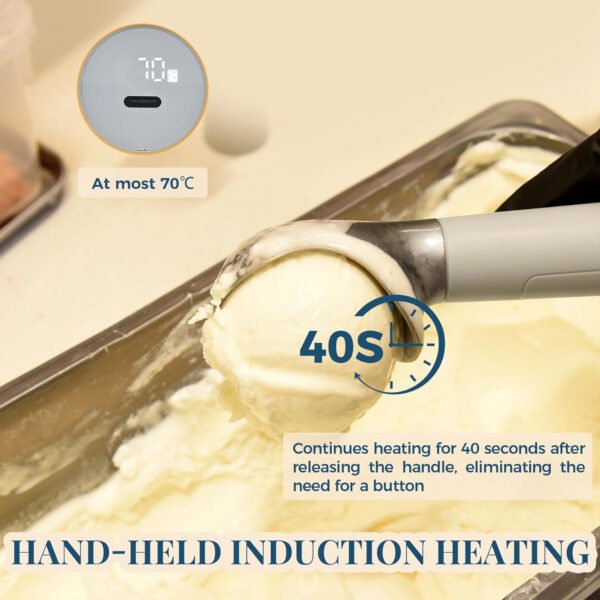 Cuchara de helado con calefacción recargable, cuchara eléctrica para helado con pantalla LED, se calienta a 158 °F para helado duro, fácil para personas mayores y niños, impermeable IP67 (blanco, 2 - Imagen 69