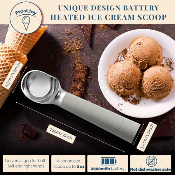 Cuchara de helado con calefacción recargable, cuchara eléctrica para helado con pantalla LED, se calienta a 158 °F para helado duro, fácil para personas mayores y niños, impermeable IP67 (blanco, 2 - Imagen 71