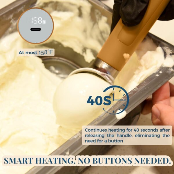 Cuchara de helado con calefacción recargable, cuchara eléctrica para helado con pantalla LED, se calienta a 158 °F para helado duro, fácil para personas mayores y niños, impermeable IP67 (blanco, 2 - Imagen 76