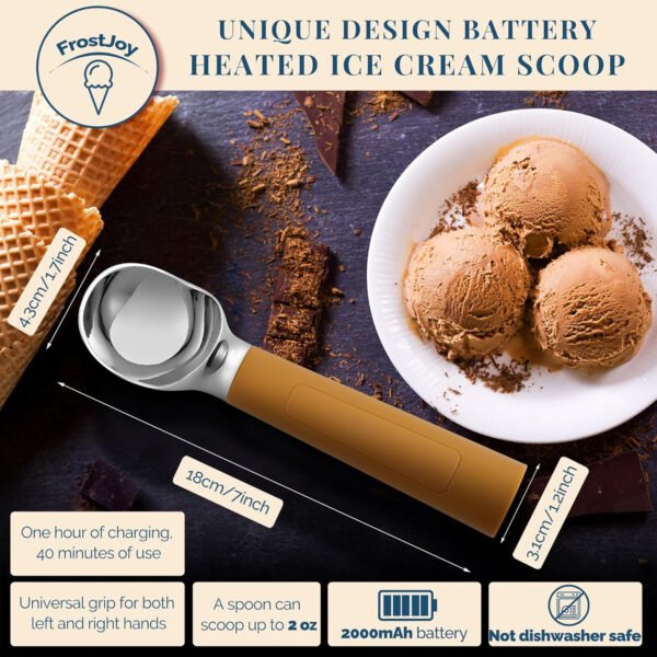 Cuchara de helado con calefacción recargable, cuchara eléctrica para helado con pantalla LED, se calienta a 158 °F para helado duro, fácil para personas mayores y niños, impermeable IP67 (blanco, 2 - Imagen 79