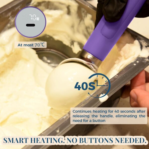 Cuchara de helado con calefacción recargable, cuchara eléctrica para helado con pantalla LED, se calienta a 158 °F para helado duro, fácil para personas mayores y niños, impermeable IP67 (blanco, 2 - Imagen 83