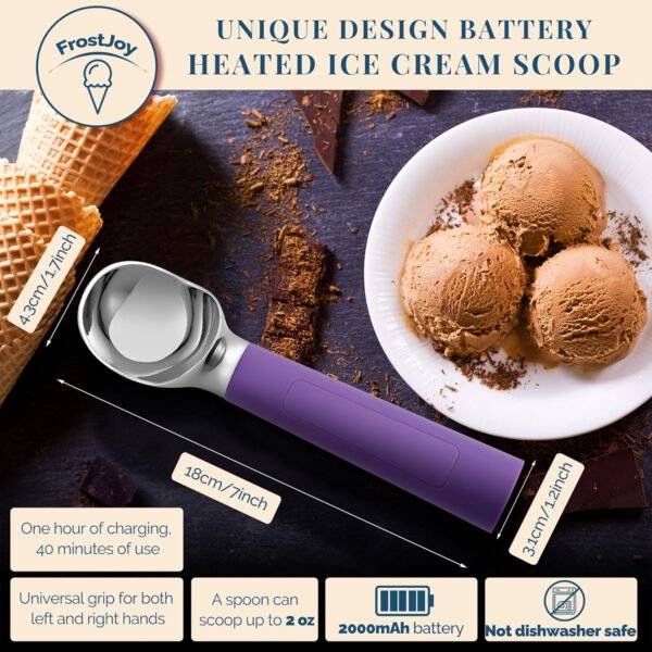 Cuchara de helado con calefacción recargable, cuchara eléctrica para helado con pantalla LED, se calienta a 158 °F para helado duro, fácil para personas mayores y niños, impermeable IP67 (blanco, 2 - Imagen 86