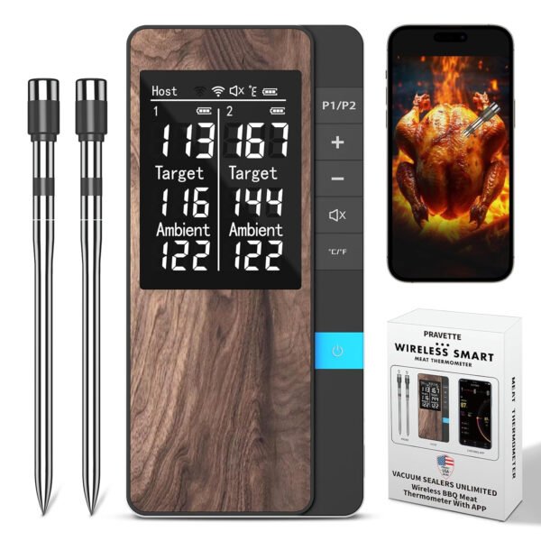 Termómetro inalámbrico para carne, múltiples sensores, termómetro digital para alimentos con sondas ultrafinas, termómetro de carne Bluetooth de precisión para barbacoa