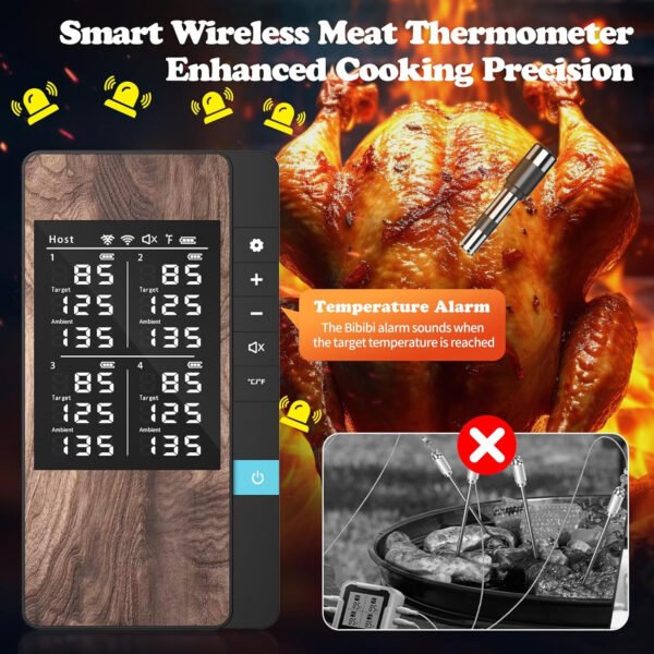 Termómetro inalámbrico para carne, múltiples sensores, termómetro digital para alimentos con sondas ultrafinas, termómetro de carne Bluetooth de precisión para barbacoa - Imagen 18