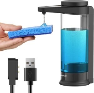 AIKE Dispensador automático de jabón líquido recargable sin contacto de 17 oz para jabón de platos de cocina