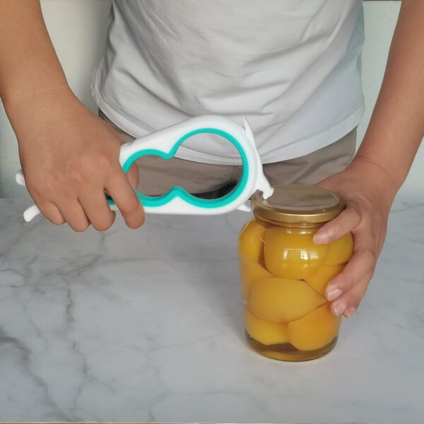Otstar Abridor de botellas y abrelatas para manos débiles, personas mayores con artritis y cualquier persona con baja resistencia, abrebotellas Mutil quita las tapas fácilmente (azul y gris) - Imagen 10