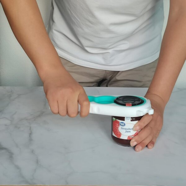 Otstar Abridor de botellas y abrelatas para manos débiles, personas mayores con artritis y cualquier persona con baja resistencia, abrebotellas Mutil quita las tapas fácilmente (azul y gris) - Imagen 12