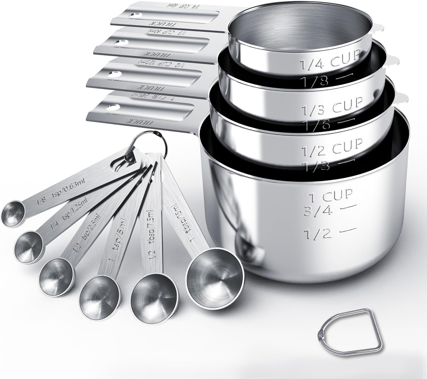 TILUCK Juego de tazas y cucharas medidoras de acero inoxidable, tazas y cucharas,Gadgets de cocina para cocinar y hornear (10)