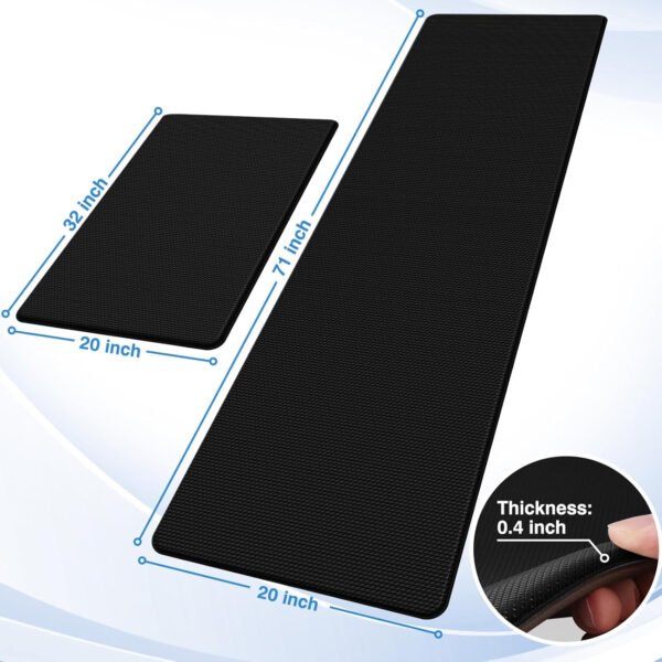 StepRite Tapetes de cocina, 2 tapetes acolchados, antifatiga, para piso, de escritorio, antideslizante, impermeables, oficina, alfombras de 17.3 x 30 pulgadas + 17.3 x 47 pulgadas, negro - Imagen 3