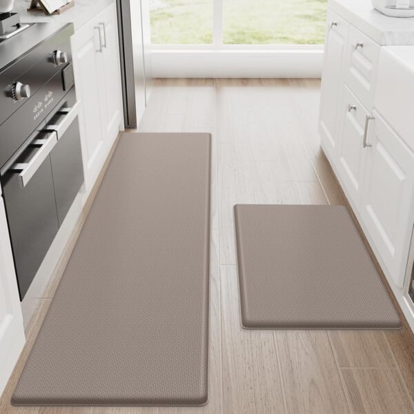 StepRite Tapetes de cocina, 2 tapetes acolchados, antifatiga, para piso, de escritorio, antideslizante, impermeables, oficina, alfombras de 17.3 x 30 pulgadas + 17.3 x 47 pulgadas, negro - Imagen 9