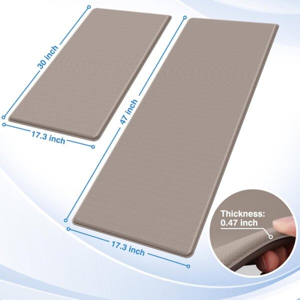 StepRite Tapetes de cocina, 2 tapetes acolchados, antifatiga, para piso, de escritorio, antideslizante, impermeables, oficina, alfombras de 17.3 x 30 pulgadas + 17.3 x 47 pulgadas, negro - Imagen 10