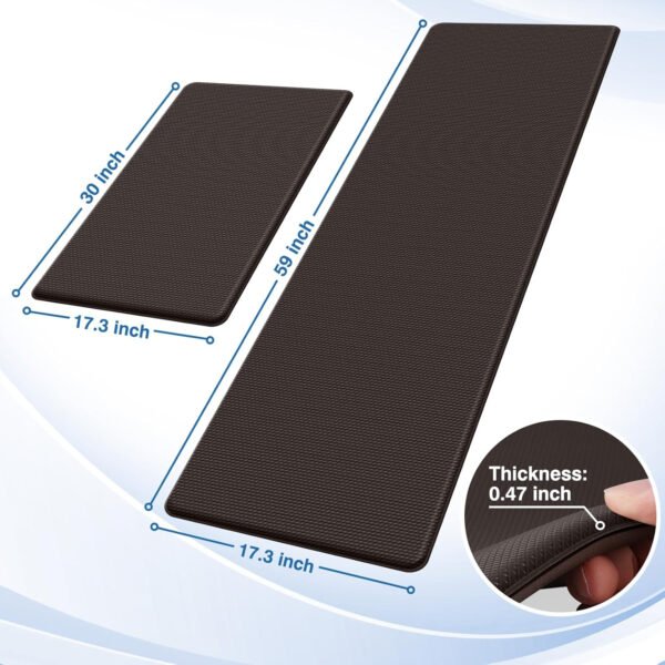 StepRite Tapetes de cocina, 2 tapetes acolchados, antifatiga, para piso, de escritorio, antideslizante, impermeables, oficina, alfombras de 17.3 x 30 pulgadas + 17.3 x 47 pulgadas, negro - Imagen 19