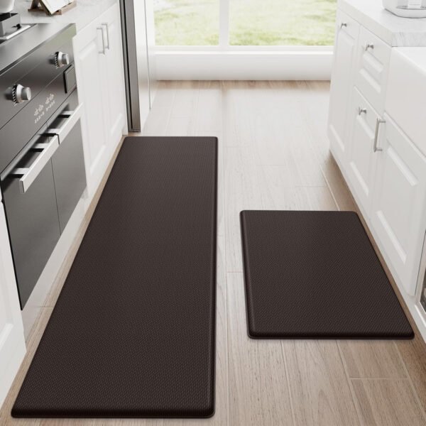 StepRite Tapetes de cocina, 2 tapetes acolchados, antifatiga, para piso, de escritorio, antideslizante, impermeables, oficina, alfombras de 17.3 x 30 pulgadas + 17.3 x 47 pulgadas, negro - Imagen 25