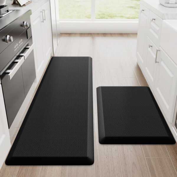 StepRite Tapetes de cocina, 2 tapetes acolchados, antifatiga, para piso, de escritorio, antideslizante, impermeables, oficina, alfombras de 17.3 x 30 pulgadas + 17.3 x 47 pulgadas, negro - Imagen 27