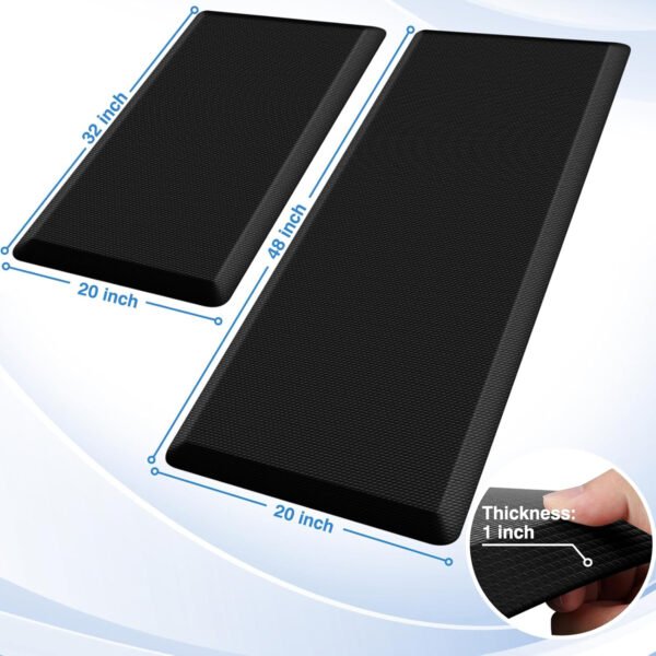 StepRite Tapetes de cocina, 2 tapetes acolchados, antifatiga, para piso, de escritorio, antideslizante, impermeables, oficina, alfombras de 17.3 x 30 pulgadas + 17.3 x 47 pulgadas, negro - Imagen 28