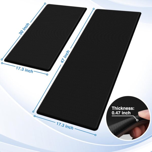 StepRite Tapetes de cocina, 2 tapetes acolchados, antifatiga, para piso, de escritorio, antideslizante, impermeables, oficina, alfombras de 17.3 x 30 pulgadas + 17.3 x 47 pulgadas, negro - Imagen 34