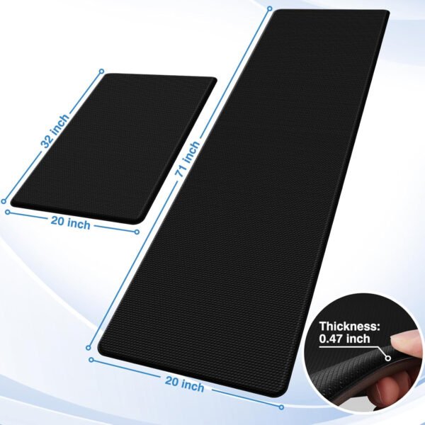 StepRite Tapetes de cocina, 2 tapetes acolchados, antifatiga, para piso, de escritorio, antideslizante, impermeables, oficina, alfombras de 17.3 x 30 pulgadas + 17.3 x 47 pulgadas, negro - Imagen 37