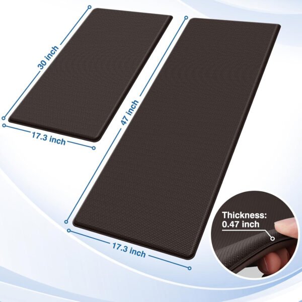StepRite Tapetes de cocina, 2 tapetes acolchados, antifatiga, para piso, de escritorio, antideslizante, impermeables, oficina, alfombras de 17.3 x 30 pulgadas + 17.3 x 47 pulgadas, negro - Imagen 48