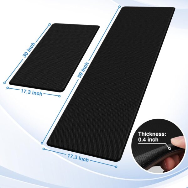StepRite Tapetes de cocina, 2 tapetes acolchados, antifatiga, para piso, de escritorio, antideslizante, impermeables, oficina, alfombras de 17.3 x 30 pulgadas + 17.3 x 47 pulgadas, negro - Imagen 74
