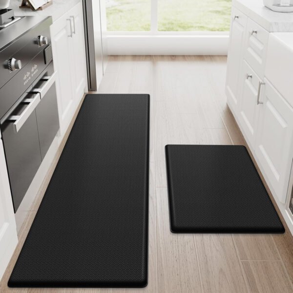 StepRite Tapetes de cocina, 2 tapetes acolchados, antifatiga, para piso, de escritorio, antideslizante, impermeables, oficina, alfombras de 17.3 x 30 pulgadas + 17.3 x 47 pulgadas, negro - Imagen 79