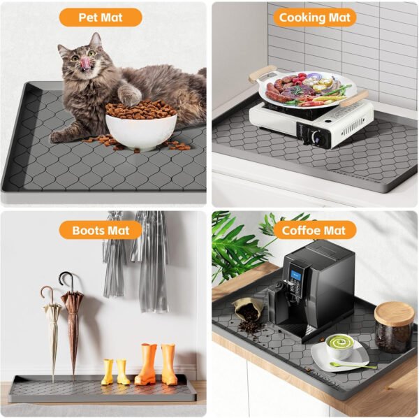 Tapete impermeable para debajo del fregadero, forro de 34 x 19 pulgadas p/gabinete de cocina y baño, protector de silicona para estante, organizador de gabinetes de cocina y bandeja de goteo - Imagen 7