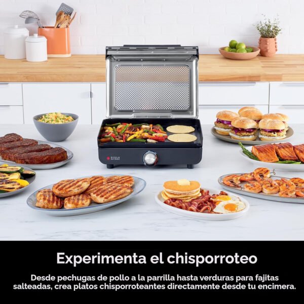 Ninja Plancha y parrilla de interior, 14 pulgadas, parrilla eléctrica, para bistec, hamburguesas, salmón, verduras y más, plancha para panqueques, antiadherente, apta para lavavajillas, 500F, cocción - Imagen 2