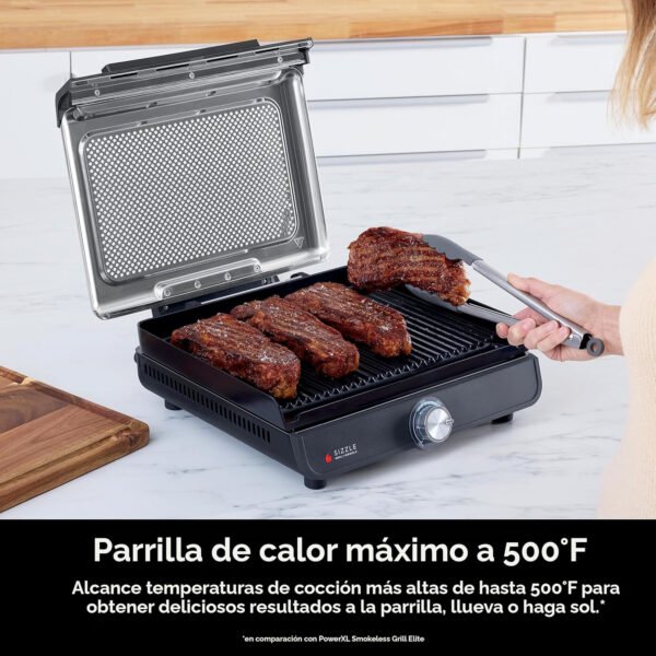 Ninja Plancha y parrilla de interior, 14 pulgadas, parrilla eléctrica, para bistec, hamburguesas, salmón, verduras y más, plancha para panqueques, antiadherente, apta para lavavajillas, 500F, cocción - Imagen 3