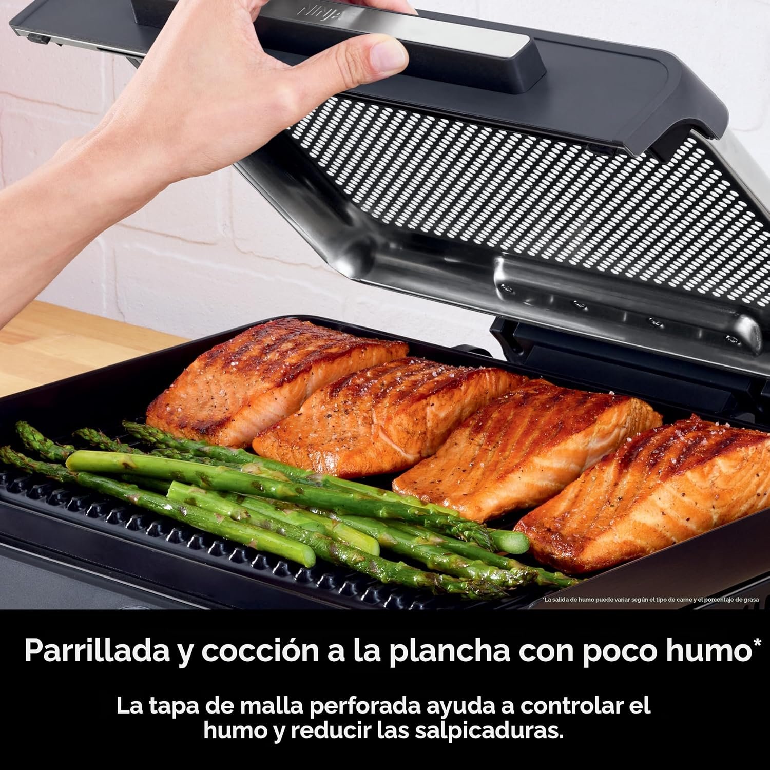 Ninja Plancha y parrilla de interior, 14 pulgadas, parrilla eléctrica, para bistec, hamburguesas, salmón, verduras y más, plancha para panqueques, antiadherente, apta para lavavajillas, 500F, cocción - Imagen 4
