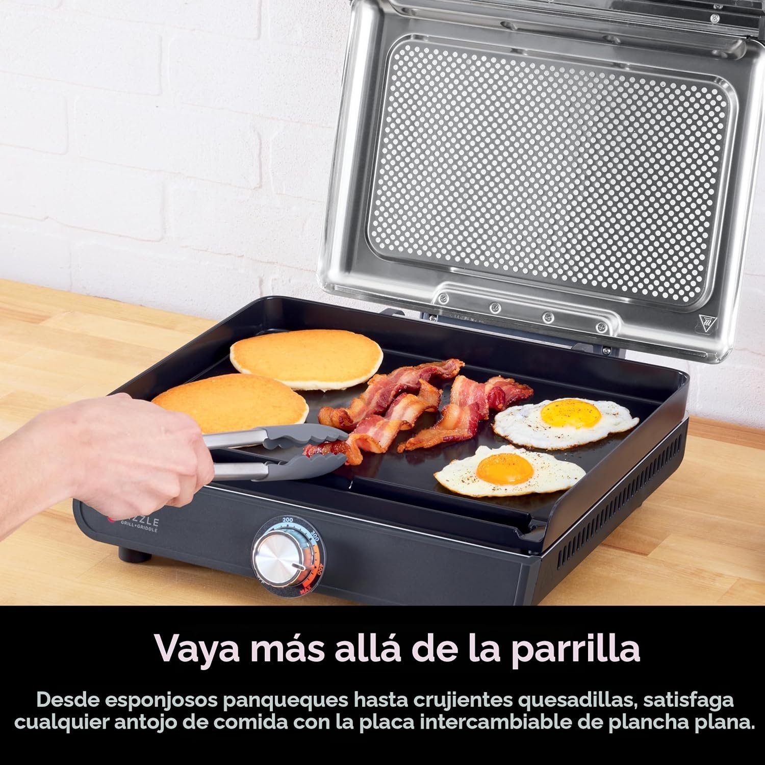 Ninja Plancha y parrilla de interior, 14 pulgadas, parrilla eléctrica, para bistec, hamburguesas, salmón, verduras y más, plancha para panqueques, antiadherente, apta para lavavajillas, 500F, cocción - Imagen 5